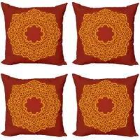 Abakuhaus Mandala Kussenhoes Set – 4x50x50 cm – Mikrofaser – donkergeel/paprika