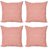 Abakuhaus Perzik Kussenhoes Set – 4x 50x50 cm – Dubbelzijdig Gedrukt – Mikrofaser Koralle