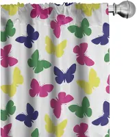 KOZMOS TEKSTİL VE GERİ DÖNÜŞÜM SANAYİ TİCARET LİMİTED ŞİRKETİ – Gordijnen met vlinders – 2-delige set 75x245 cm – Donkerblauw en geel