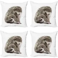 Abakuhaus Kussenhoes Set 4x40x40 cm – Dubbelzijdig druk – Bruin Ivoor