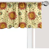 Abakuhaus Bloemenpatroon raamvalletje, Gordijnvalletje voor keuken en slaapkamer met tunnelzoom, 137 cm x 30 cm, Lichtgeel en meerkleurig