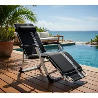 Laura Ligstoel Outdoor inklapbaar 190x65 cm – Verstelbare Camping Ligstoel met Metalen Frame & Waterdichte Bekleding – Tuinligbed Strandstoel tot 200 kg –