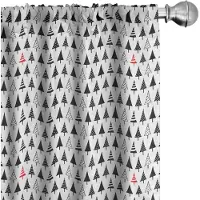 Abakuhaus – 2x Voorhang Driehoekige Dennenbomen – 75x245 cm – Microvezel – Halfschaduw