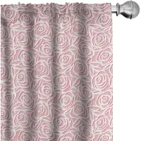 Abakuhaus Gordijnset – Geometrische print – 2x75x225 cm – Microvezel, halfverduisterend, poederroze/donker koraal