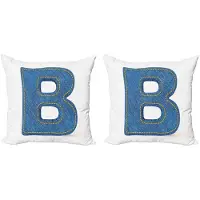 Abakuhaus Letter B Kussenhoes – 2x45 cm – Jeans Retro blauw/geel