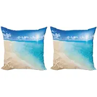 Abakuhaus Strandkussenhoes – 2x60x60 – Aqua blauw – Dubbelzijdig