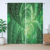 Abakuhaus Astral Rustic Gordijn, Abstracte Wervelende Spiralen, Gordijn met Plooiing met Lussen en Haken, 280 x 175 cm, Smaragdgroen