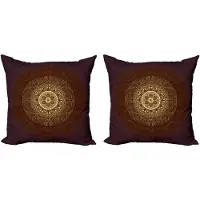 Abakuhaus Mandala kussenhoes – 2x50x50 cm – digitaal bedrukt – Kastanjebruin