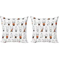Abakuhaus Grappige kussenhoes-set – 2x50x50 cm – dubbelzijdig bedrukt – Oranje/Wit