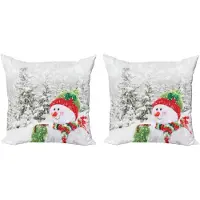 Abakuhaus Kussenhoes Sneeuwachtig Bos – 2x40x40 cm – Dubbelzijdig Mikrofaser