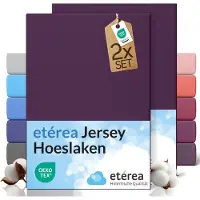 Etérea Himmlische Qualität etérea Jersey hoeslaken 2-pack 200x220 cm (hoek 25 cm) 100% katoen - Pruim