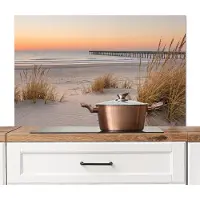 KitchenYeah Spatscherm keuken 100x65 cm - Kookplaat achterwand Pier - Zonsondergang - Strand - Muurbeschermer - Spatwand fornuis - Hoogwaardig aluminium