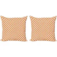 Abakuhaus Kussenhoes Set 50x50 cm – Dubbelzijdig bedrukt – Oranje & Ivoor
