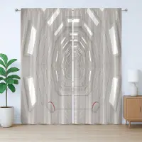 Abakuhaus Ruimtegordijn, Rustiek, Galaxy Astronaut, met Bandjes, Lussen en Haken voor de Woonkamer, 280 x 225 cm, Warm Taupe