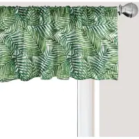 Abakuhaus Bladmotief Raamvalletje, Gordijnvalletje voor Keuken en Slaapkamer met Tunnelzoom, 137 cm x 45 cm, Groen Wit