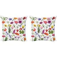 Abakuhaus kussenhoes 40x40 cm – dubbelzijdig bedrukt – met bloemenmotief roze-groen