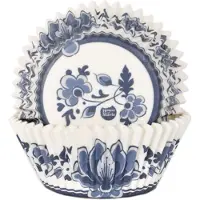 House of Marie Cupcake Vormpjes - Delfts Blauw - pk/48 - Baking Cups voor Muffins en Cupcakes