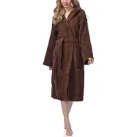Ladeheid Dames Badjas met Capuchon - 100% Katoen - Wasmachine bestendig - Badstof - Bruin - S - LA-LA40-193-DG