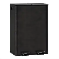 Happiq Dubbele Prullenbak 2x40L - RVS Pedaalemmer - Mat Zwart