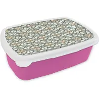 MuchoWow Broodtrommel Roze - Lunchbox Floraal - Verweerd - Keurrijk - Brooddoos 18x12x6 cm - Brood lunch box - Broodtrommels voor kinderen en volwassenen