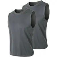 Meeteu 2 Pack Sport Tank Top voor Heren - Mouwloze t-shirts -sportkleding -Herenkleding-Grijs/Grijs-L