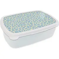 MuchoWow Broodtrommel Wit - Lunchbox Giraf - Modern - Blauw - Brooddoos 18x12x6 cm - Brood lunch box - Broodtrommels voor kinderen en volwassenen