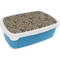 MuchoWow Broodtrommel Blauw - Lunchbox Giraf - Zebra - Motief - Bruin - Brooddoos 18x12x6 cm - Brood lunch box - Broodtrommels voor kinderen en volwassenen