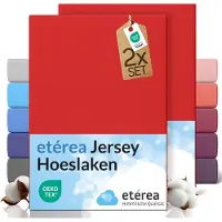 Etérea Himmlische Qualität etérea Jersey hoeslaken 2-pack 200x220 cm (hoek 25 cm) 100% katoen - Rood