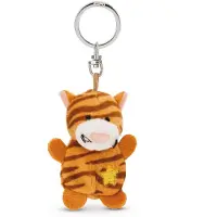 Nici sleutelhanger kat bruin gestreept met ster 5cm