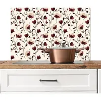 KitchenYeah Spatscherm keuken 90x60 cm - Kookplaat achterwand Bloemen - Botanisch - Bordeaux - Muurbeschermer - Spatwand fornuis - Hoogwaardig aluminium