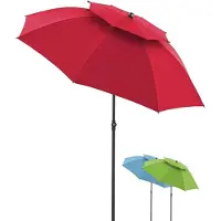Laura Strandparasol 200 cm Rood – Kantelbaar & Hoogte Verstelbaar, UV50+ Zonbescherming, Aluminium Frame, Waterafstotend Polyester, Windventiel & Draagtas –