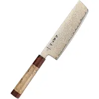HEZHEN - Koper Damascus staal (37 laags - 12Cr18MoV kern) - X05C Retro Series - Nakiri mes