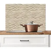 KitchenYeah Spatscherm keuken 90x60 cm - Kookplaat achterwand Zand - Golven - Beige - Muurbeschermer - Spatwand fornuis - Hoogwaardig aluminium