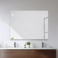 MODFU Luxe Frameloze Wandspiegel (80x60 cm) - Badkamerspiegel met Afgeronde Hoeken - Horizontaal of Verticaal - Zilver