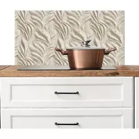 KitchenYeah Spatscherm keuken 80x40 cm - Kookplaat achterwand Textuur - Reliëf - Beige - Muurbeschermer - Spatwand fornuis - Hoogwaardig aluminium