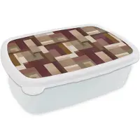 MuchoWow Broodtrommel Wit - Lunchbox Modern - Geometrie - Kleurrijk - Brooddoos 18x12x6 cm - Brood lunch box - Broodtrommels voor kinderen en volwassenen