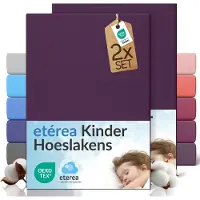 Etérea Himmlische Qualität etérea Jersey hoeslaken kinderen 2-pack 80x160-80x180 cm (hoek 20 cm) 100% katoen - Pruim