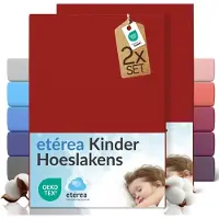 Etérea Himmlische Qualität etérea Jersey hoeslaken kinderen 2-pack 80x160-80x180 cm (hoek 20 cm) 100% katoen - Kersenrood
