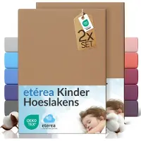 Etérea Himmlische Qualität etérea Jersey hoeslaken kinderen 2-pack 80x160-80x180 cm (hoek 20 cm) 100% katoen - Stucco