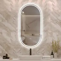 MODFU - Badkamerspiegel - Dubbele Ledverlichting En Anti-Condens - Modern - Glas En Metaal - Zilver - 60 X 120 Cm