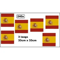 Partyxplosion 240x Servetten Spanje 33cm x 33cm - 3 laags - Servet diner eten knoeien restaurant Spain WK 2026 BBQ thema feest verjaardag feest