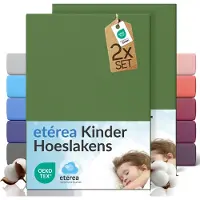 Etérea Himmlische Qualität etérea Jersey hoeslaken kinderen 2-pack 80x160-80x180 cm (hoek 20 cm) 100% katoen - Kaktusgroen