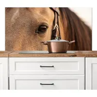 KitchenYeah Spatscherm keuken 120x60 cm - Kookplaat achterwand Paard - Oog - Bruin - Muurbeschermer - Spatwand fornuis - Hoogwaardig aluminium