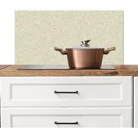 KitchenYeah Spatscherm keuken 80x40 cm - Kookplaat achterwand Geometrisch - Lijnen - Groen - Muurbeschermer - Spatwand fornuis - Hoogwaardig aluminium