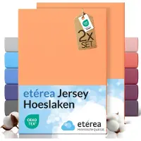 Etérea Himmlische Qualität etérea Jersey hoeslaken 2-pack 90x200-100x200 cm (hoek 25 cm) 100% katoen - Perzik