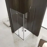 AICA douchecabine 100x90x195cm met vaste zijpaneel, vouwdeur, douchedeur+zijwand, 6mm nano veiligheidsglas, vouwbare douchedeur,vaste douchewand en glazen draaideur