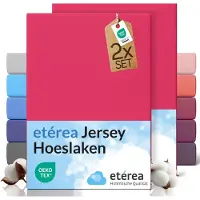 Etérea Himmlische Qualität etérea Jersey hoeslaken 2-pack 200x220 cm (hoek 25 cm) 100% katoen - Pink