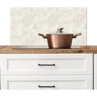 KitchenYeah Spatscherm keuken 80x40 cm - Kookplaat achterwand Crèmebeige - Marmer print - Aders - Muurbeschermer - Spatwand fornuis - Hoogwaardig aluminium