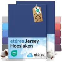 Etérea Himmlische Qualität etérea Jersey hoeslaken 2-pack 90x200-100x200 cm (hoek 25 cm) 100% katoen - Marineblauw