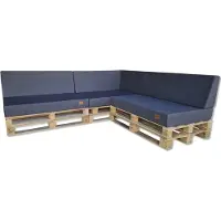 Odol-Plusz Tuinkussenset voor pallet hoekbank - 3-delig - 120x80 cm - rugkussens en zitkussen - afneembare hoes, linnen grafiet rechts